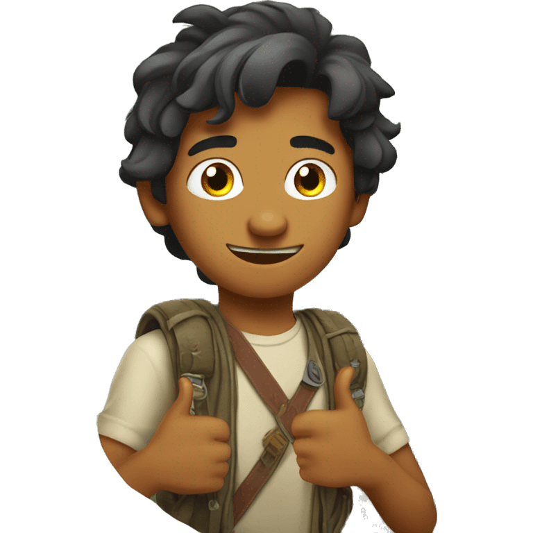 Young adventure guy thumps up indian emoji