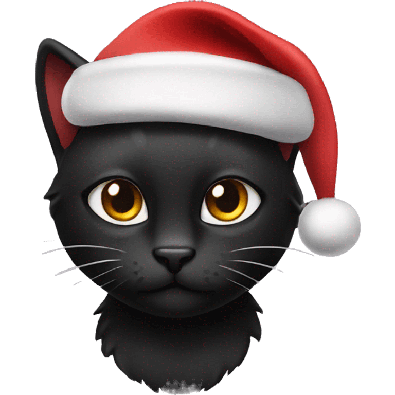 Black cat wearing Santa hat emoji