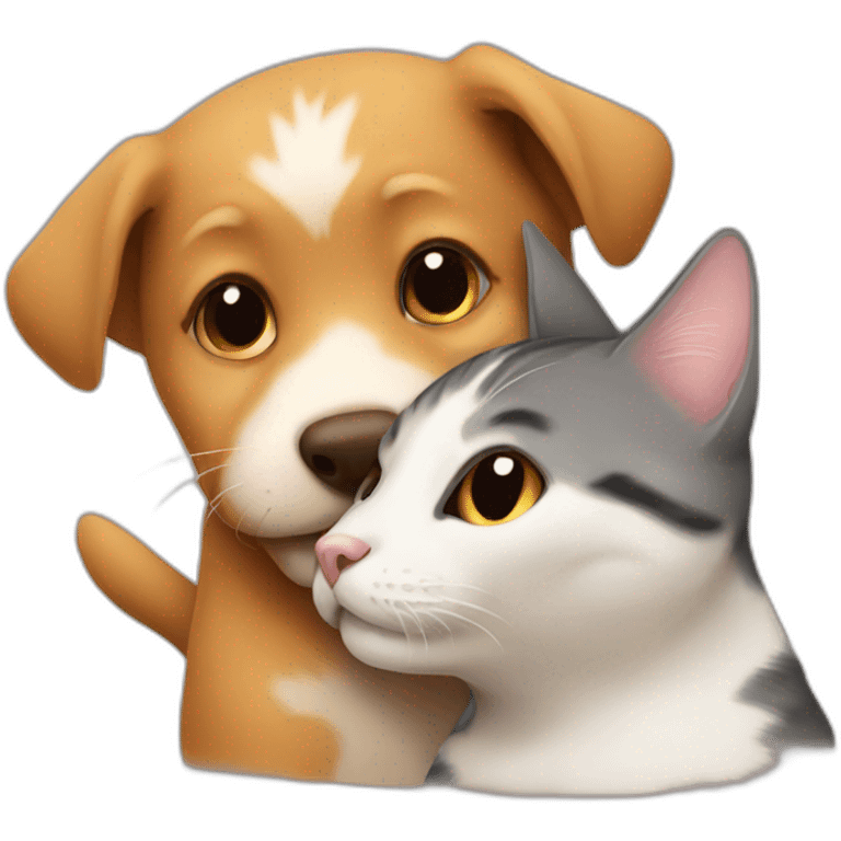 dog kissing cat emoji