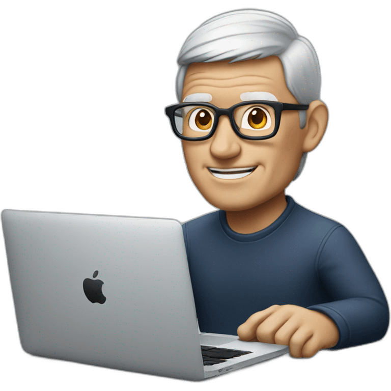 tim cook with a macbook pro emoji