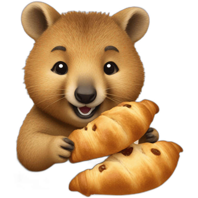 a quokka eating a croissant emoji