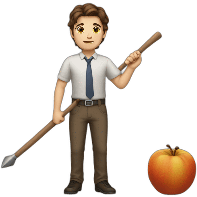 boy is math teacher, brown hair, with mace emoji