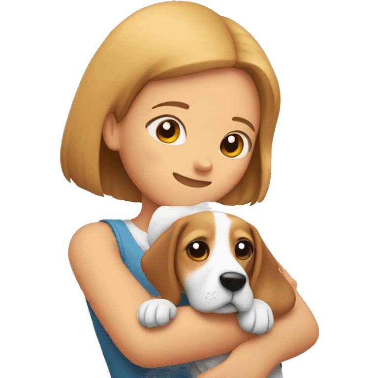 Beagle in the arms of a girl emoji