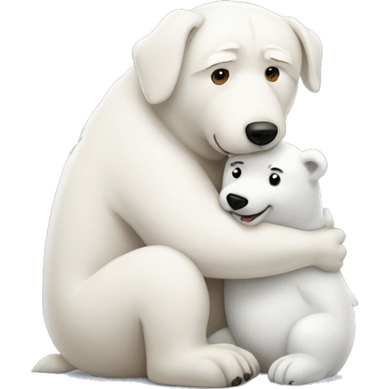 Dog hugging polar bear emoji