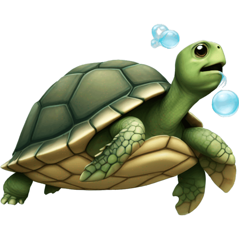 Turtle with a bubble in his through emoji