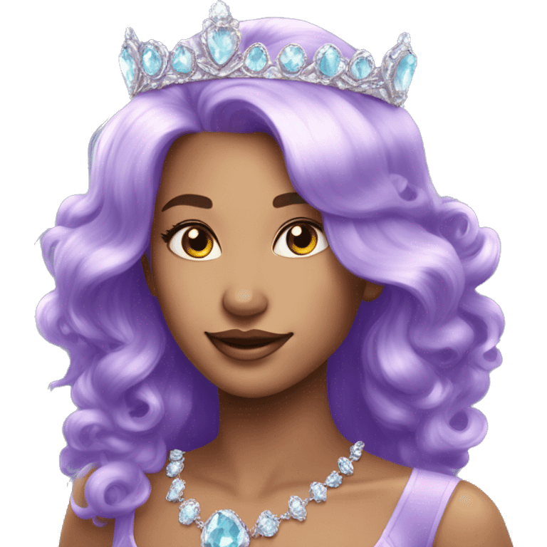 Gorgeous pastel Lady with magical purple-shiny-crystal-hair and tiara and necklace emoji