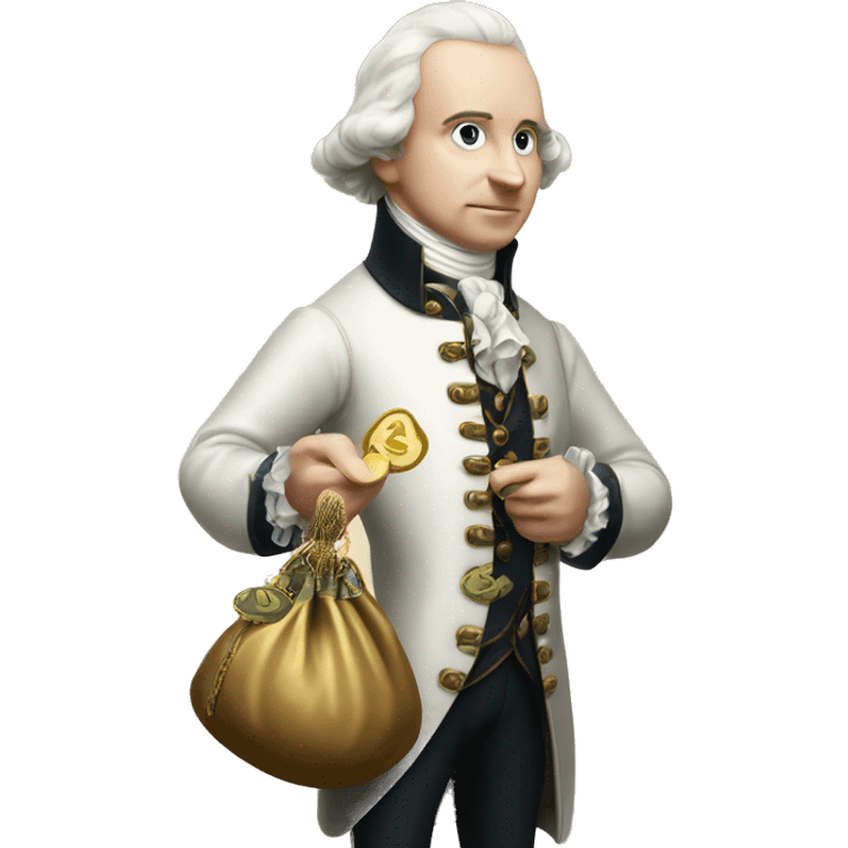 white aristocrat XVIII century with money bag in his hands emoji