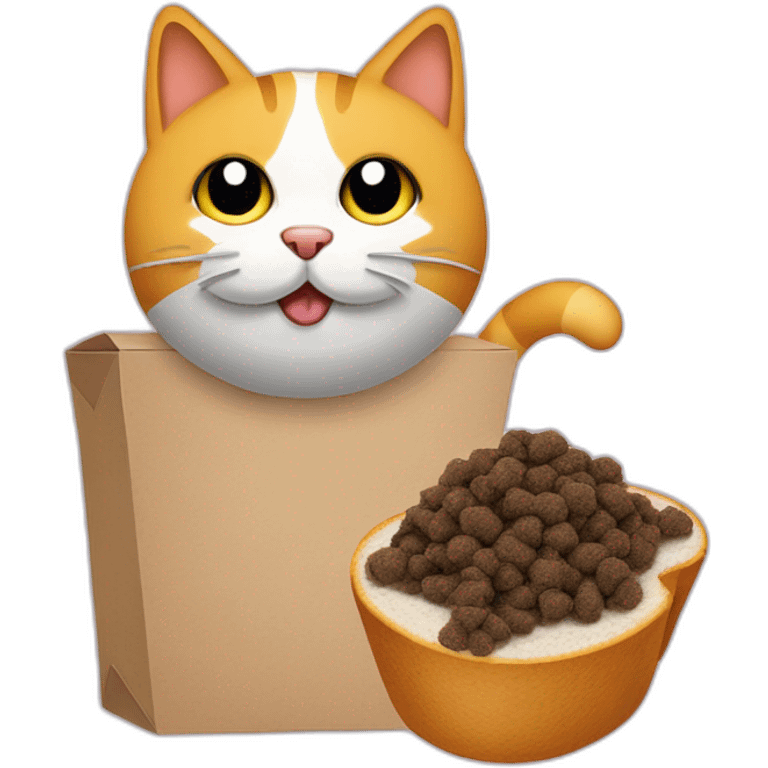 cat sandwich poop beside litterbox emoji