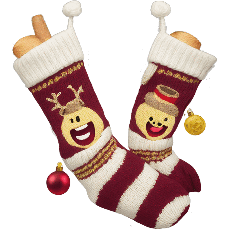 Wine knit Christmas stocking emoji