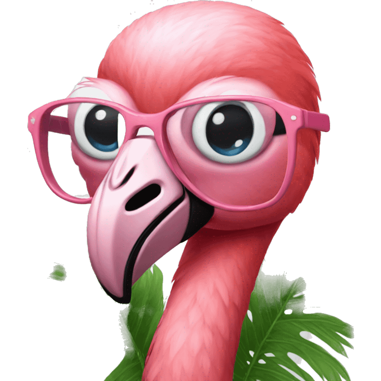 Flamingo with glasses emoji