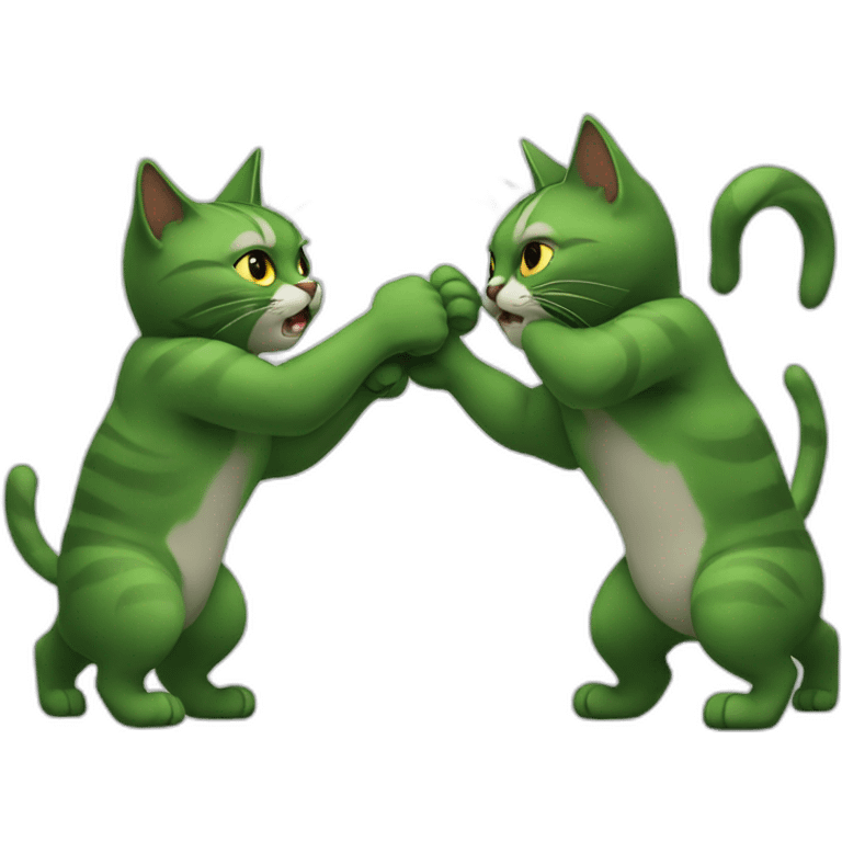 two cat green fighting emoji