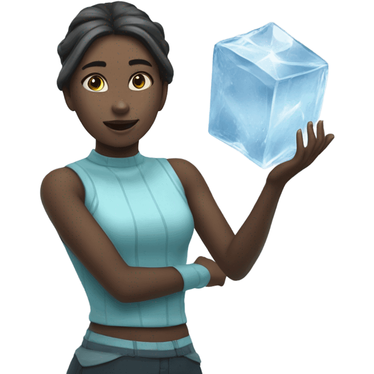 Girl floating with ice powers emoji