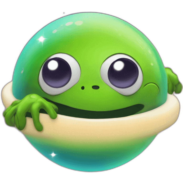 planet Mercury with a cartoon thinking frog face emoji