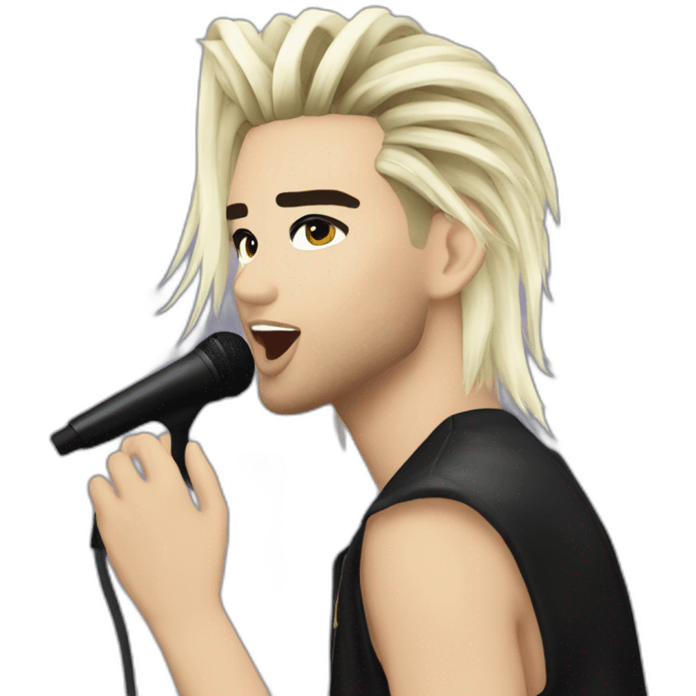 bill kaulitz, blonde, singing emoji