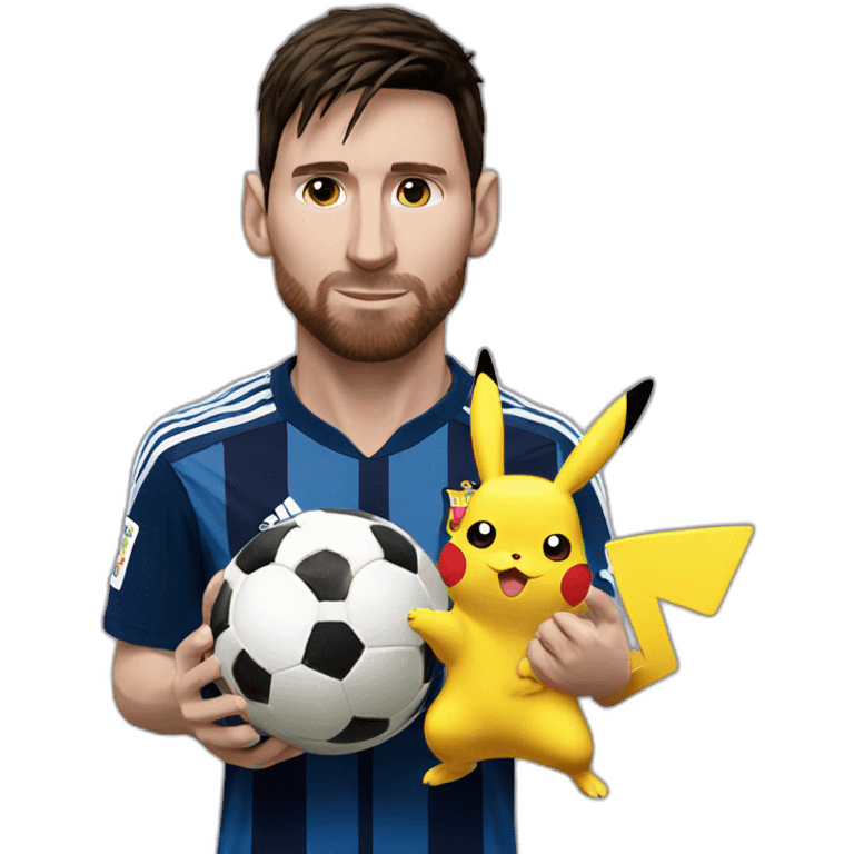 Lionel Messi holding Pikachu emoji