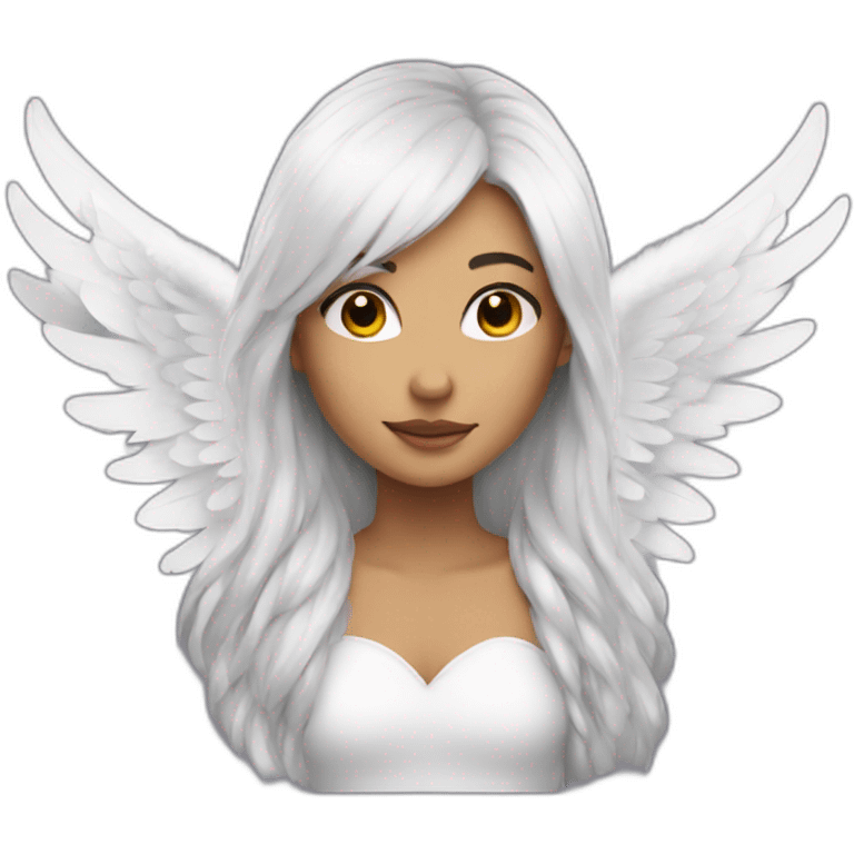 girl with angel wings on her back and white hair emoji