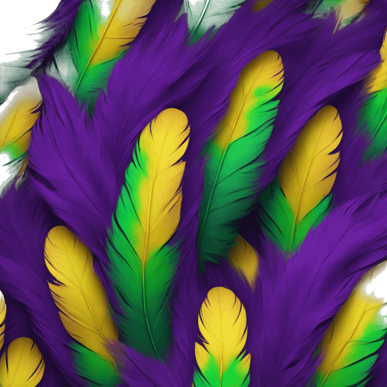 Realistic isolated purple,green,and yellow feather mardi gras boa. emoji