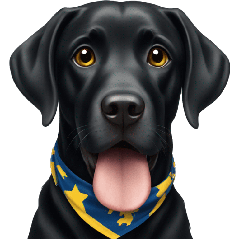 Black Labrador wearing Michigan color bandana emoji