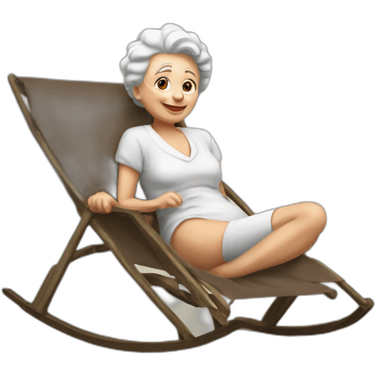 Mamie sur un transat a emoji