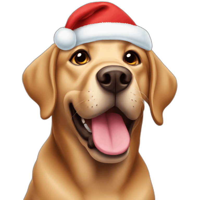 Brown labrador funny face with christmas hat emoji