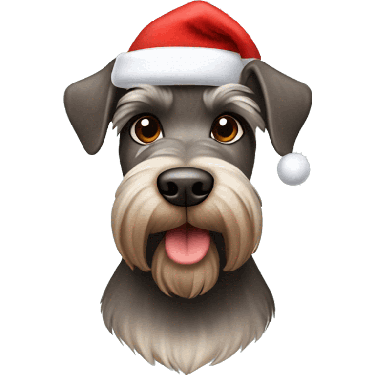 Brown Schnauzer in a Santa hat emoji