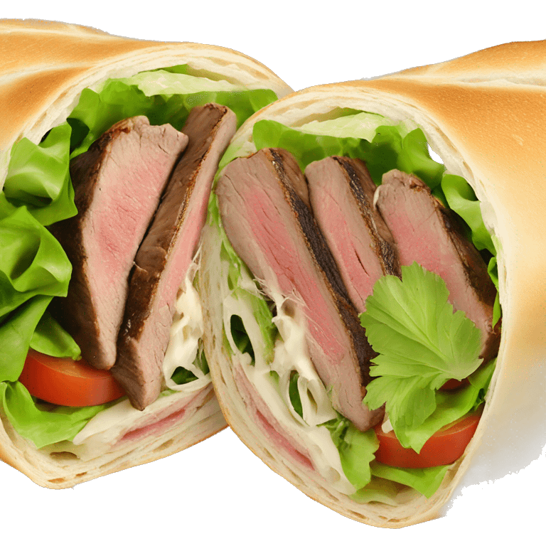 Steak tip caesar salad wrap on white bread emoji