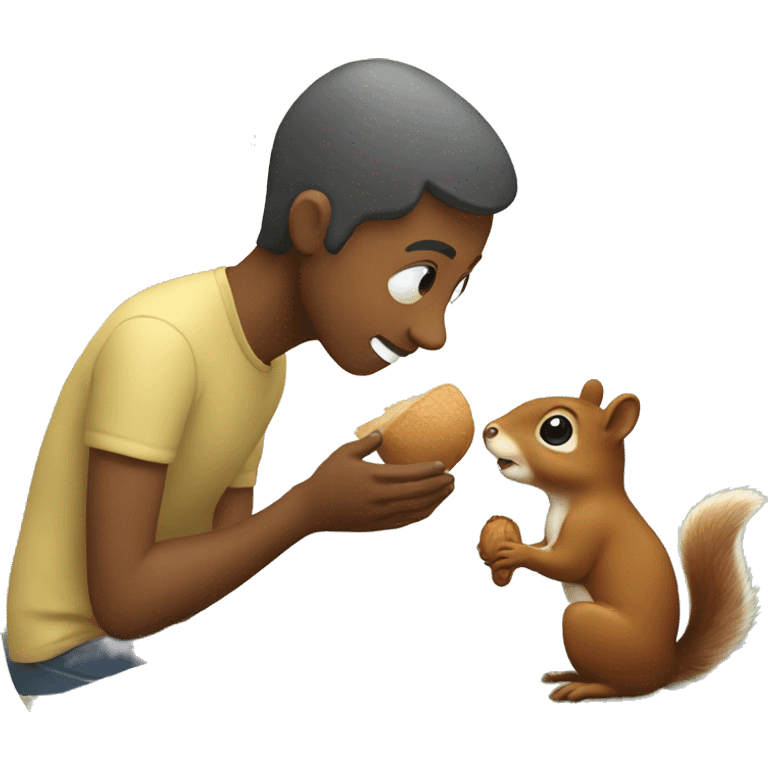 a human feeding a squirrel  emoji