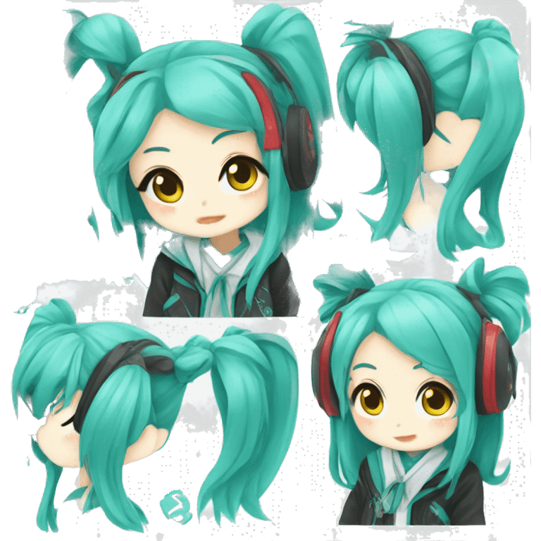 Anime in Chibi style, Miku Hatsune emoji