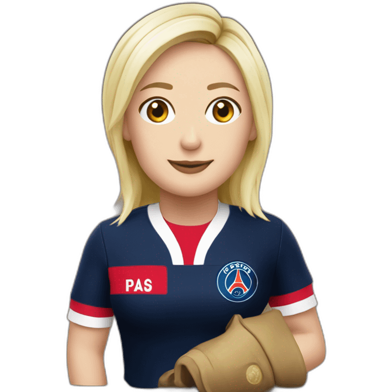 marine le pen with psg shirt emoji