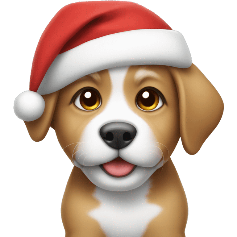 Cute puppy in Santa hat emoji