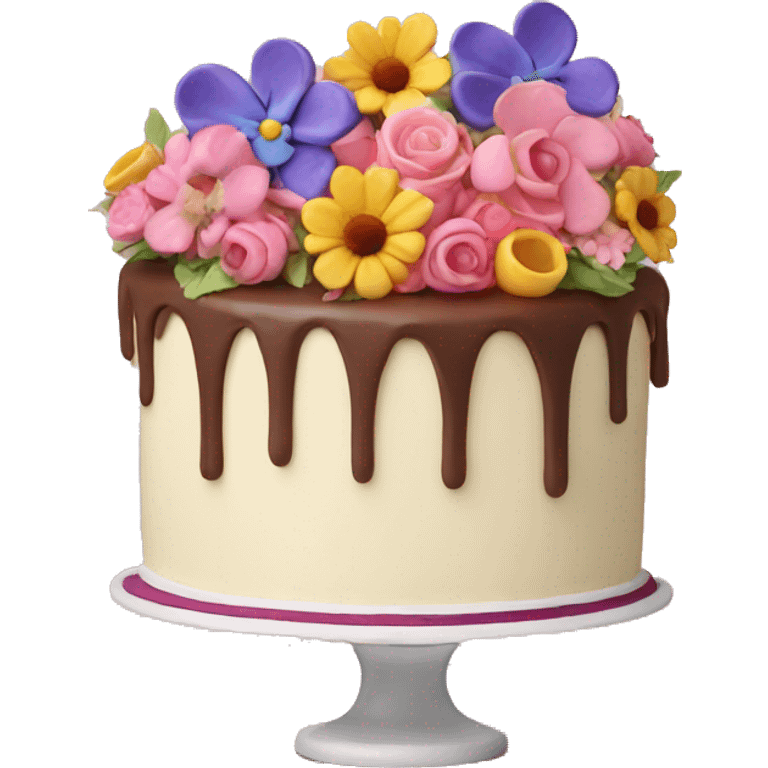 Anniversary Cake with flowers hears wine emoji