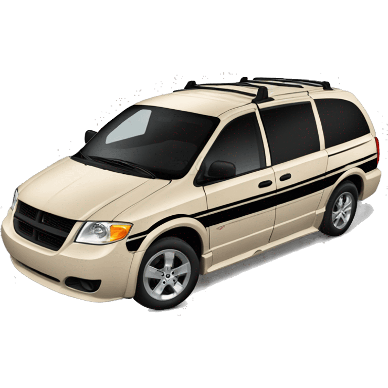 Tan Dodge caravan with black racing stripes emoji