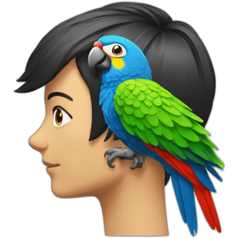 Parrot on the shoulder. Bob hairstyle emoji