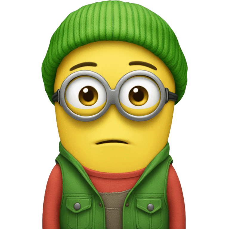 minion de rostro verde y ropa roja emoji