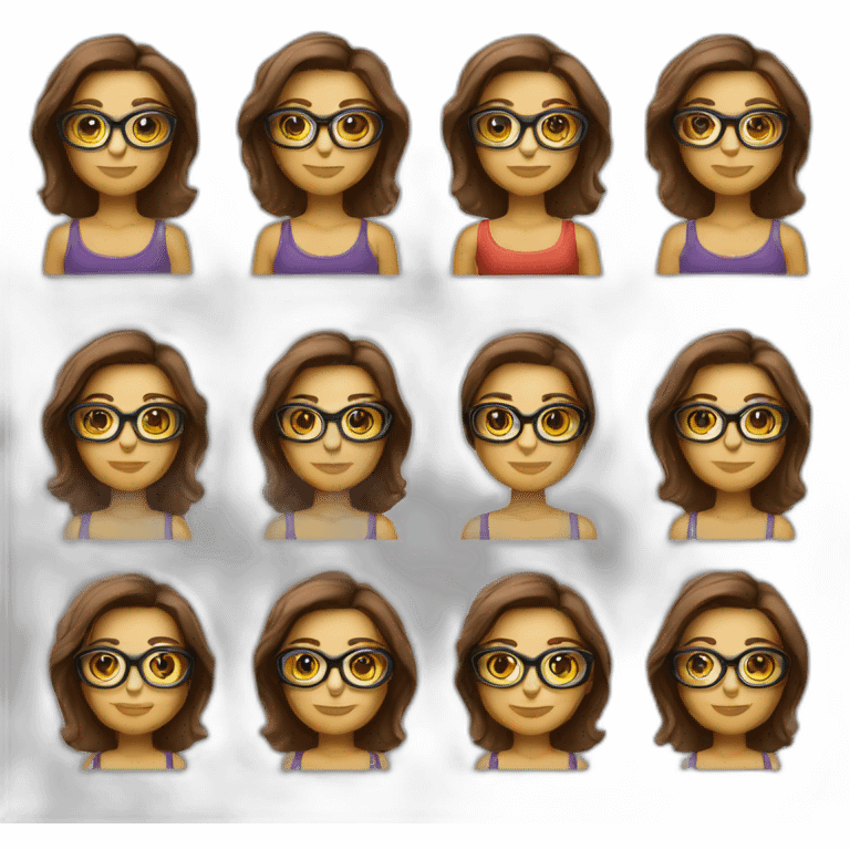 Femme a lunettes cheveux bruns au carré emoji