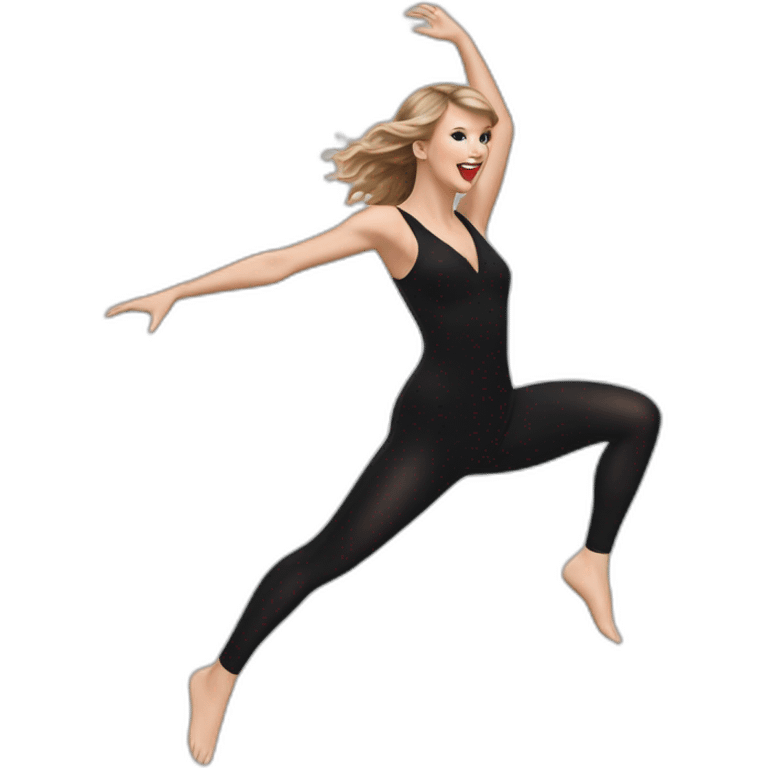 Taylor swift in a 90% tranclucent bodysuit jumping emoji