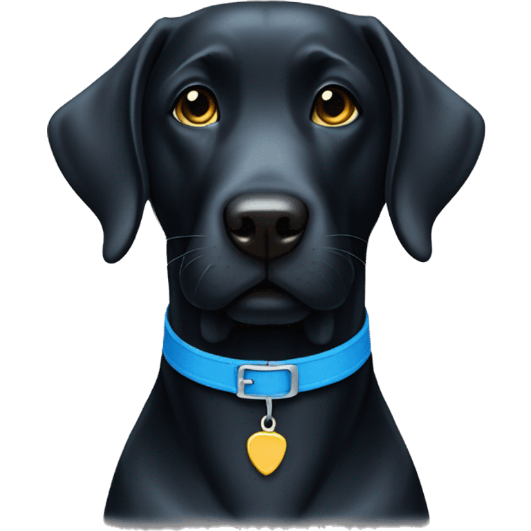 Black lab with bright blue collar emoji