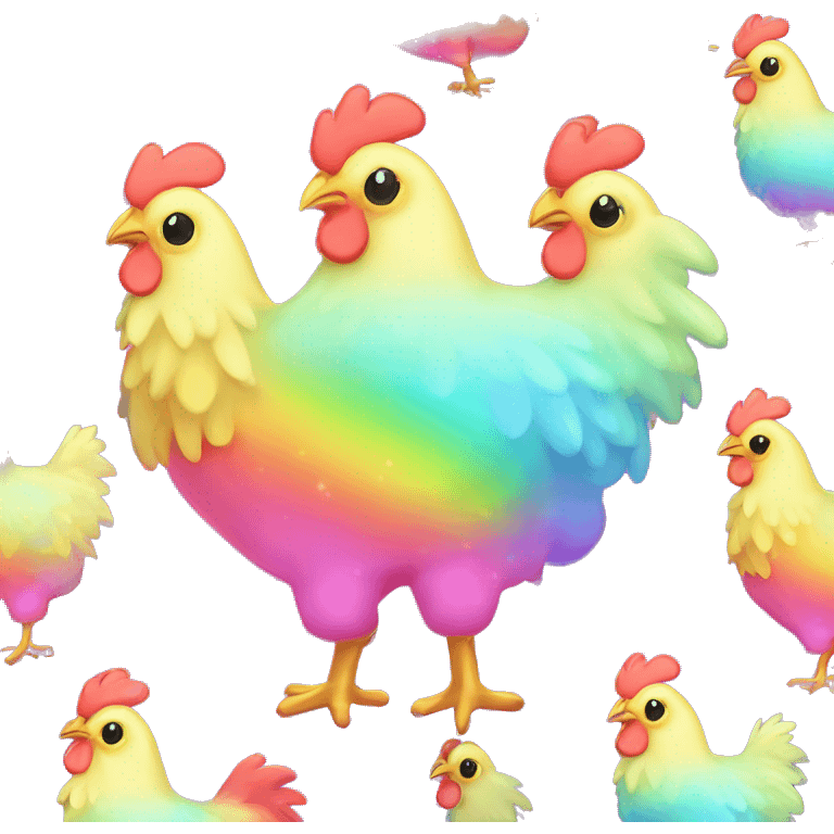 Kawaii pastel neon rainbow bedazzled chicken  emoji