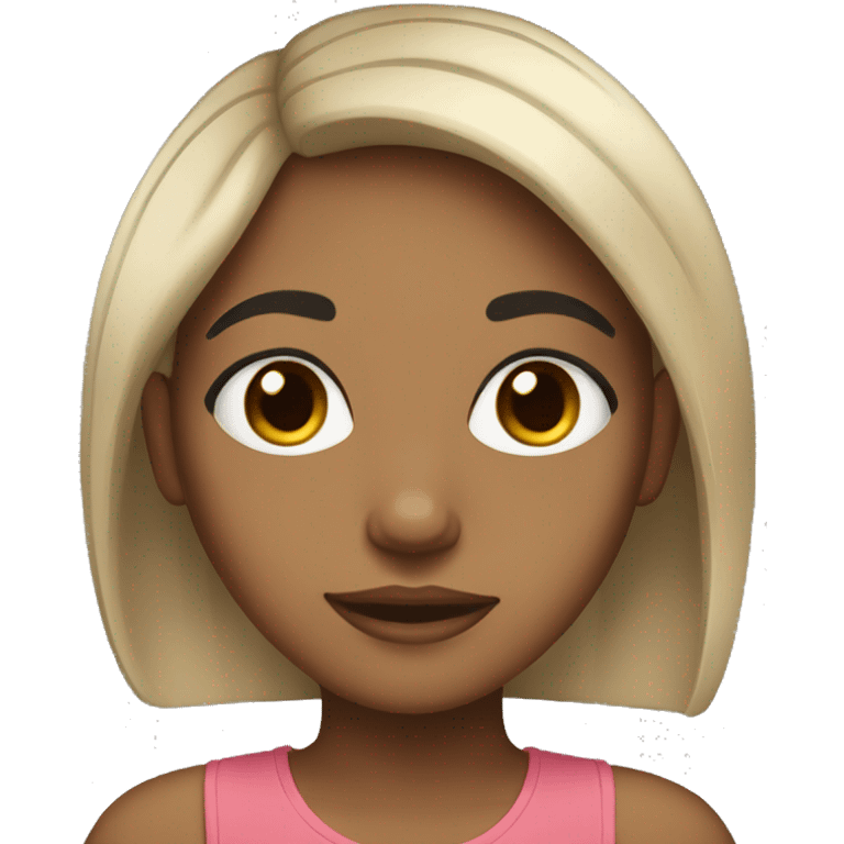 Light brown girl with black hair that has blonde highlights  emoji