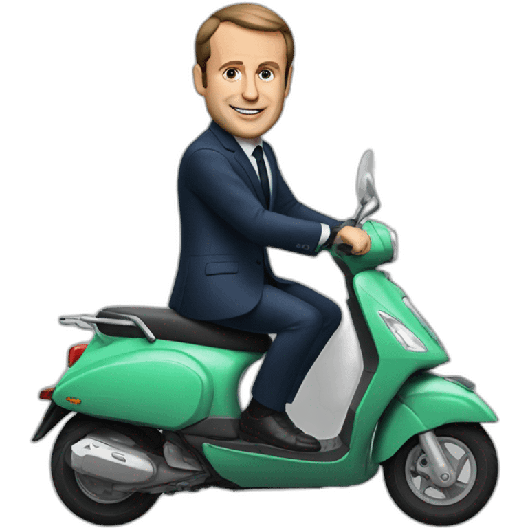 Macron sur un scooter emoji