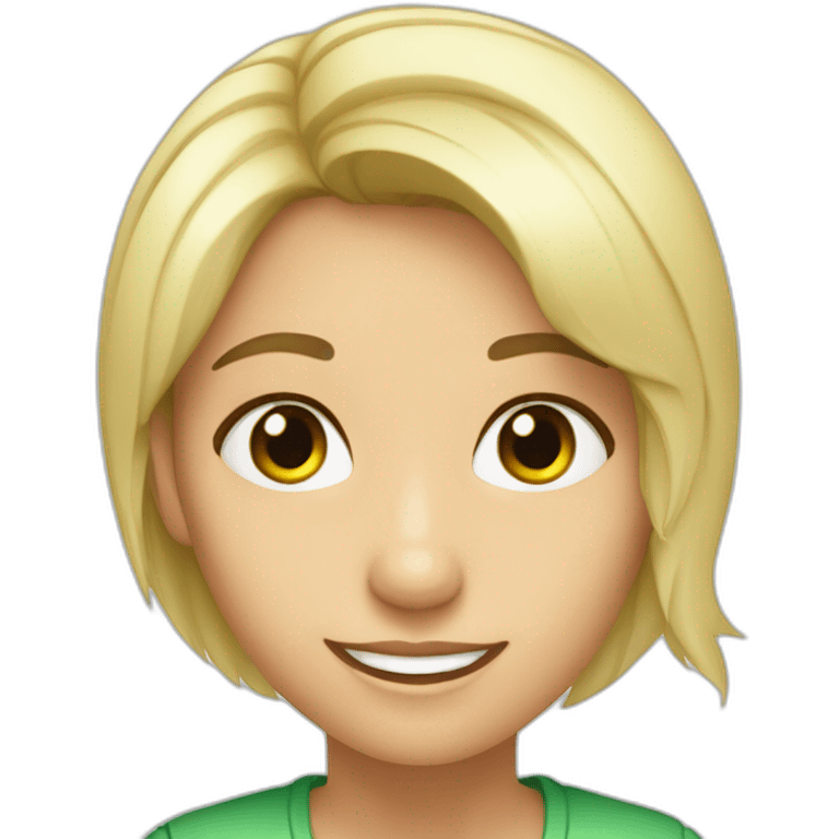 Nena rubia ojos verdes sonrisa emoji