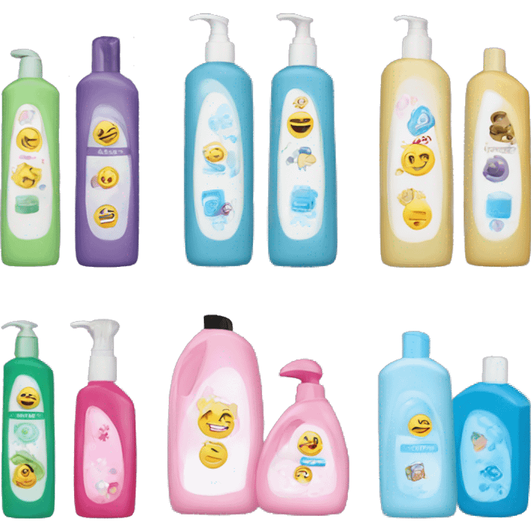 A shampoo, a perfume, and a detergent grouped together emoji