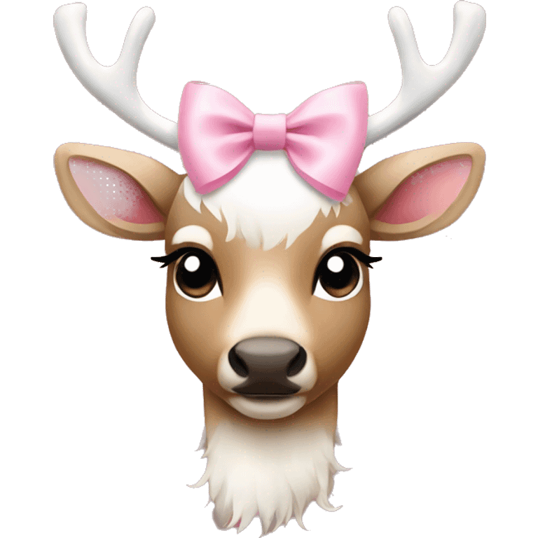 Pretty Reindeer with a light pink bow emoji