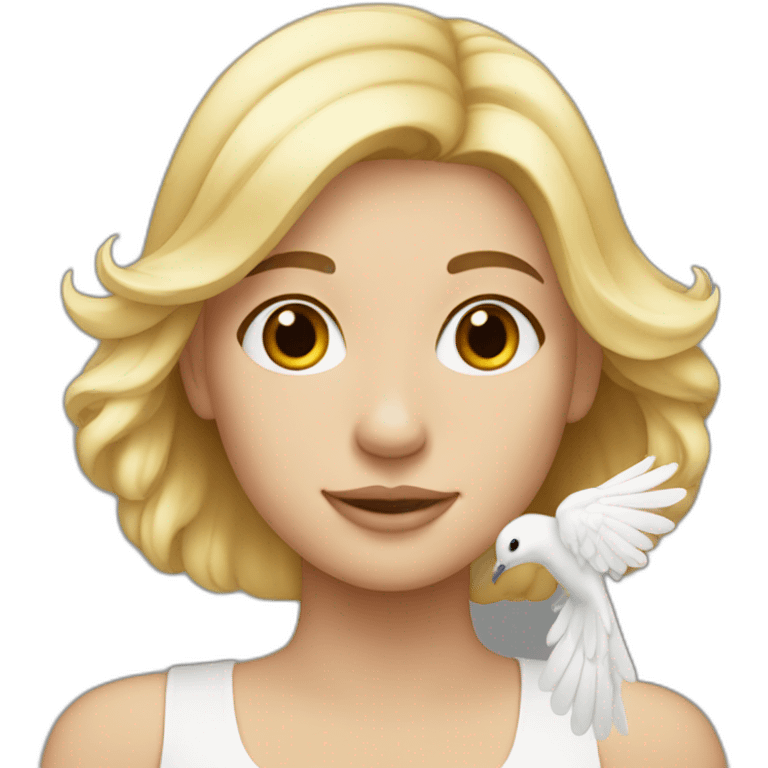 Blonde girl with dove on her shoulder  emoji