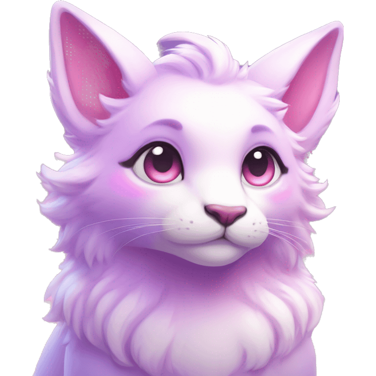 Kawaii cute gorgeous colorful bright light pastel lilac-pink-white-gradient fantasy ethereal anthro fursona animal creature emoji