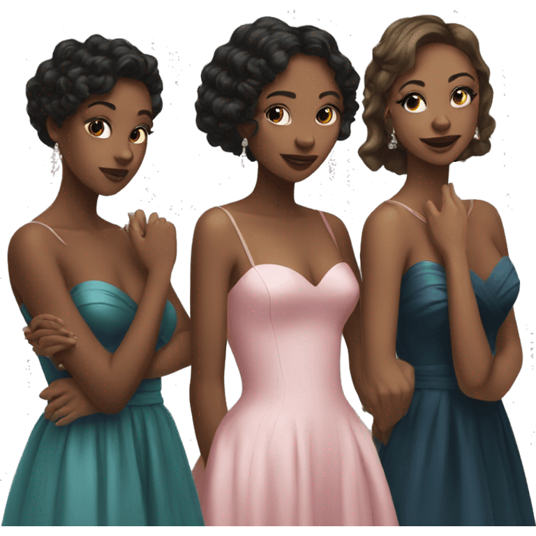 group of young women in evening gowns emoji