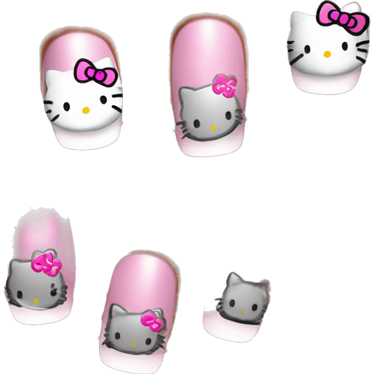 Nails french manicure hello kitty design emoji