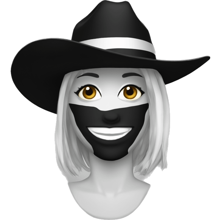 Hat face texas dancer black & white emoji