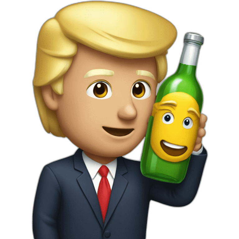 Trump avec une bouteille dalcoon emoji