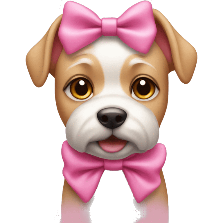 Cute pink dog with pink bow  emoji